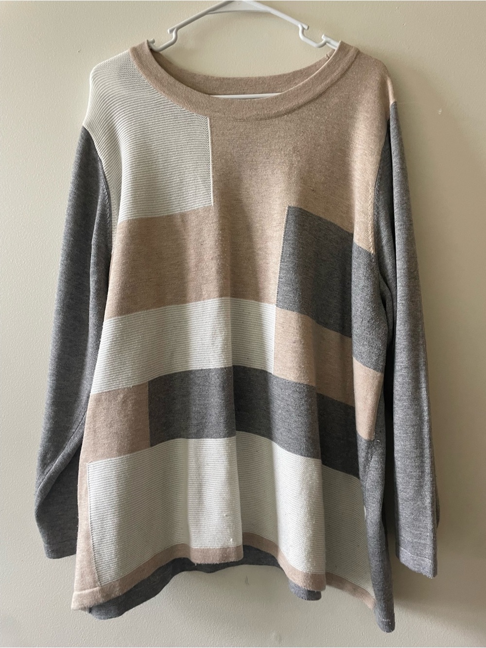 Women’s Calvin Klein Crewneck Sweater - Beige, Gray & Cream